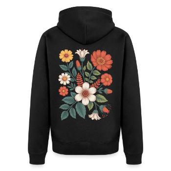 Botanical Flower Diversity Garden Meadow Nature - Unisex Premium Organic Zip Hoodie - black - Back - Nico (187cm)