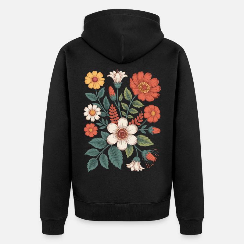 Botanique Diversité Fleur Jardin Prairie Nature - Veste à capuche bio Premium Unisexe - noir