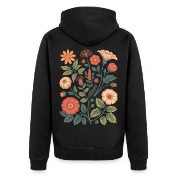 Botanical Flower Diversity Garden Meadow Nature - Unisex Premium Organic Zip Hoodie - black - Back - Nico (187cm)