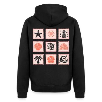 Nature Stamps Collage - Unisex Premium Organic Zip Hoodie - black - Back - Nico (187cm)