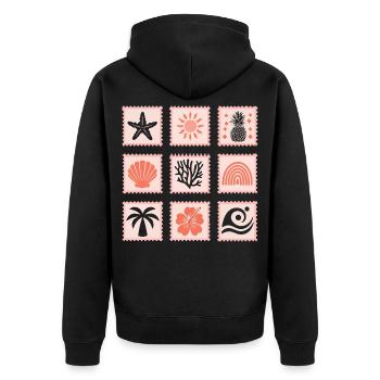 Nature Stamps Collage - Unisex Premium Organic Zip Hoodie - black - Back - Nico (187cm)