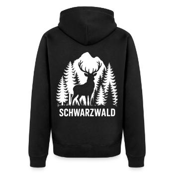 Schwarzwald - Unisex Premium Bio Zip Hoodie - Schwarz - Hinten - Nico (187cm)