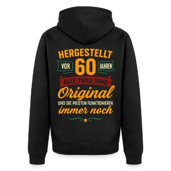 60th Birthday Made - Unisex Premium Organic Zip Hoodie - black - Back - Nico (187cm)