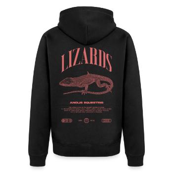Cuban Knight Anole Reptile Keeper Lizard - Unisex Premium Organic Zip Hoodie - black - Back - Nico (187cm)
