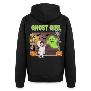  Geister Mädchen Halloween  - Unisex Premium Bio Zip Hoodie - Schwarz - Hinten - Nico (187cm)