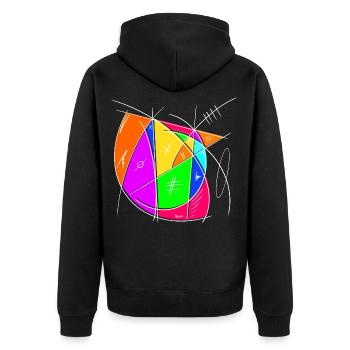 Farbiges Chaoszeichen Kunst - Unisex Premium Bio Zip Hoodie - Schwarz - Hinten - Nico (187cm)