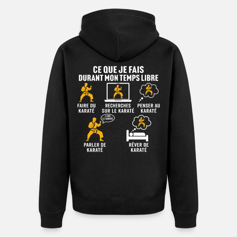 In meiner Freizeit mache ich Karate - Unisex Premium Bio Zip Hoodie - Schwarz