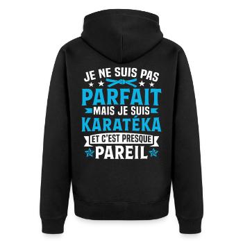 je suis karatéka cadeau karaté - Veste à capuche bio Premium Unisexe - noir - Dos - Nico (187cm)