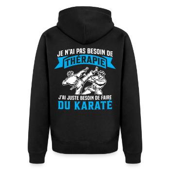 Ich muss nur Karate Karate machen Geschenk Karate - Unisex Premium Bio Zip Hoodie - Schwarz - Hinten - Nico (187cm)