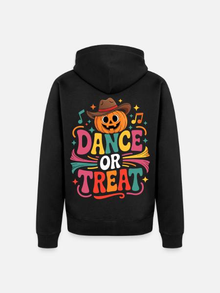 Kürbis Tanz oder Treat - Unisex Premium Bio Zip Hoodie - Schwarz