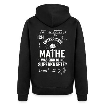 Superpouvoirs en mathématiques – J’enseigne aux enseignants - Veste à capuche bio Premium Unisexe - noir - Dos - Nico (187cm)