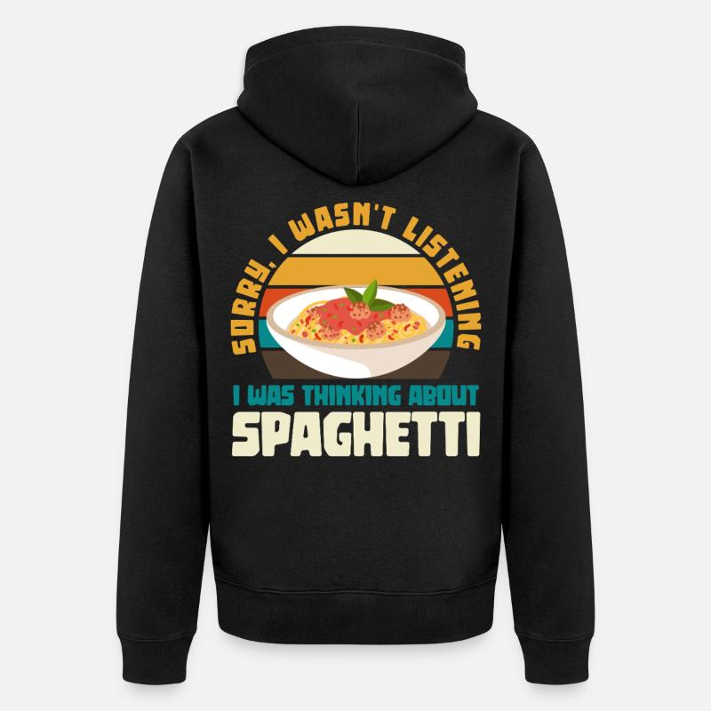 Spaghetti Réflexion Pause Rétro - Veste à capuche bio Premium Unisexe - noir