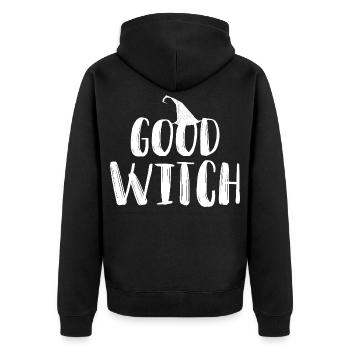 Good Witch Magic Shirt - Unisex Premium Organic Zip Hoodie - black - Back - Nico (187cm)