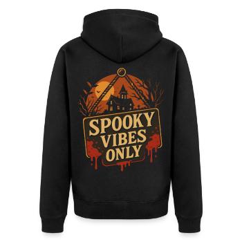 Spooky Vibes Only Halloween Party Costume - Unisex Premium Organic Zip Hoodie - black - Back - Nico (187cm)