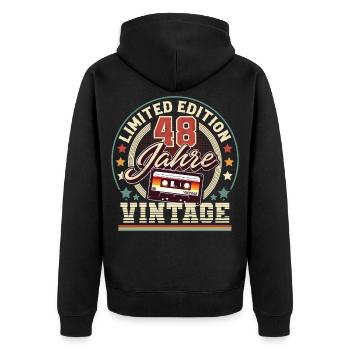 48. Geburtstag - Unisex Premium Bio Zip Hoodie - Schwarz - Hinten - Nico (187cm)