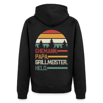 Grill Master Dad Father Father's Day - Unisex Premium Organic Zip Hoodie - black - Back - Nico (187cm)