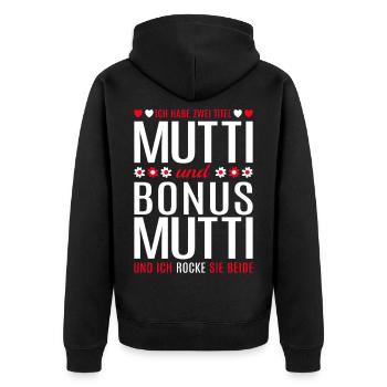 Mom Mom Mom Bonus Mom Mother's Day Gift - Unisex Premium Organic Zip Hoodie - black - Back - Nico (187cm)