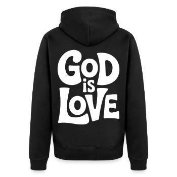 God Is Love Jesus Christen Glaube - Unisex Premium Bio Zip Hoodie - Schwarz - Hinten - Nico (187cm)