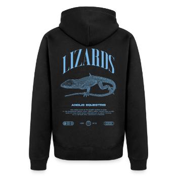 Cuban Knight Anole Reptile Keeper Lizard - Unisex Premium Organic Zip Hoodie - black - Back - Nico (187cm)