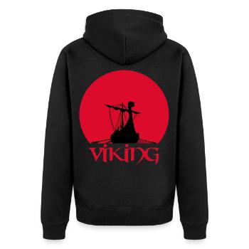 Drakkar viking - Veste à capuche bio Premium Unisexe - noir - Dos - Nico (187cm)