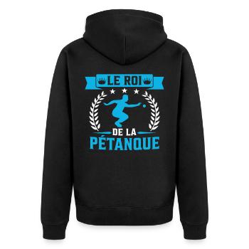 Der König des Pétanque-Bowlings - Unisex Premium Bio Zip Hoodie - Schwarz - Hinten - Nico (187cm)
