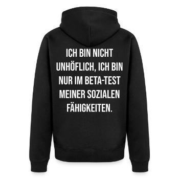 Test bêta de compétence sociale - Veste à capuche bio Premium Unisexe - noir - Dos - Nico (187cm)