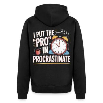 Pro im Prokrastinieren Uhr - Unisex Premium Bio Zip Hoodie - Schwarz - Hinten - Nico (187cm)