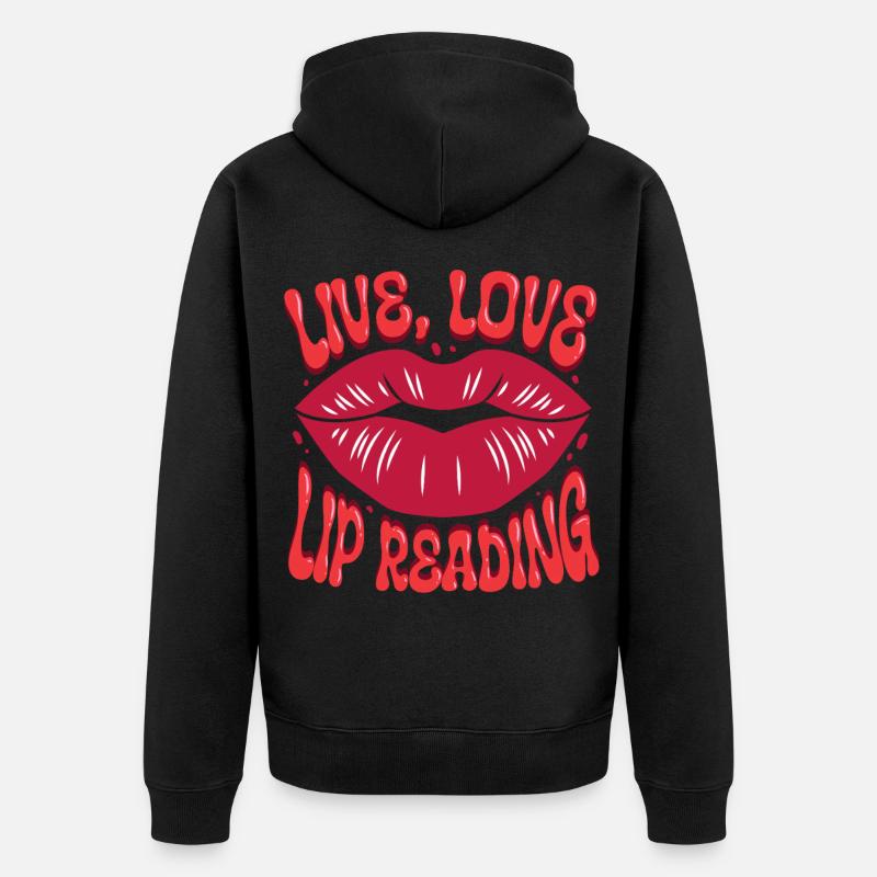Sourd, sourd, déficience auditive, lecture labiale - Veste à capuche bio Premium Unisexe - noir