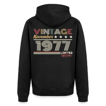 Novembre 1977 - Veste à capuche bio Premium Unisexe - noir - Dos - Nico (187cm)