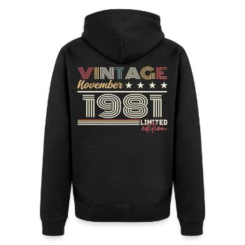 Novembre 1981 - Veste à capuche bio Premium Unisexe - noir - Dos - Nico (187cm)
