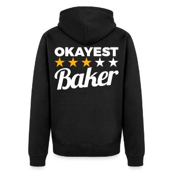 Okayest Baker - Unisex Premium Bio Zip Hoodie - Schwarz - Hinten - Nico (187cm)