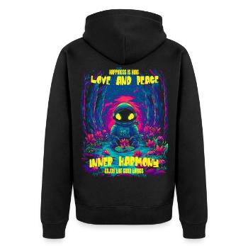 Cosmic neon astronaut in the forest - Unisex Premium Organic Zip Hoodie - black - Back - Nico (187cm)
