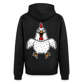 Huhn verrückt Hühner Geflügel Hahn Gockel Henne - Unisex Premium Bio Zip Hoodie - Schwarz - Hinten - Nico (187cm)