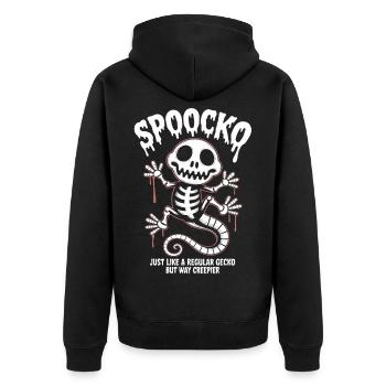 Spooky Skeleton Halloween - Unisex Premium Bio Zip Hoodie - Schwarz - Hinten - Nico (187cm)