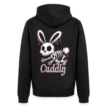 Knochenhase Cuddly Halloween Kaninchen - Unisex Premium Bio Zip Hoodie - Schwarz - Hinten - Nico (187cm)