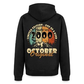 25e anniversaire Original Octobre Année 2000 - Veste à capuche bio Premium Unisexe - noir - Dos - Nico (187cm)