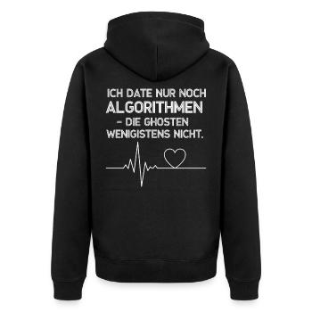 Algorithmus Dating Herzbeat - Unisex Premium Bio Zip Hoodie - Schwarz - Hinten - Nico (187cm)