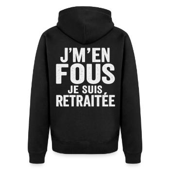 Ist mir egal, ich bin im Ruhestand, lustiger Humor, Geschenk - Unisex Premium Bio Zip Hoodie - Schwarz - Hinten - Nico (187cm)