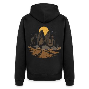 Dolomiten Drei Zinne Tre Cime di Lavaredo Berg - Unisex Premium Bio Zip Hoodie - Schwarz - Hinten - Nico (187cm)