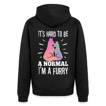It's Hard To Be A Normal I'm A Furry - Unisex Premium Bio Zip Hoodie - Schwarz - Hinten - Nico (187cm)