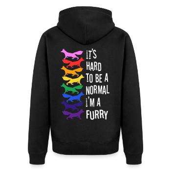 It's Hard To Be A Normal I'm A Furry - Unisex Premium Bio Zip Hoodie - Schwarz - Hinten - Nico (187cm)