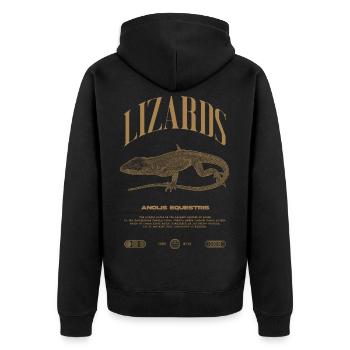 Cuban Knight Anole Reptile Keeper Lizard - Unisex Premium Organic Zip Hoodie - black - Back - Nico (187cm)