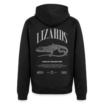 Cuban Knight Anole Reptile Keeper Lizard - Unisex Premium Organic Zip Hoodie - black - Back - Nico (187cm)