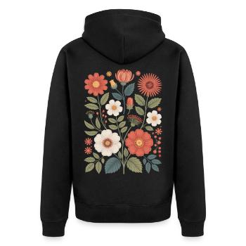 Botanical Flower Diversity Garden Meadow Nature - Unisex Premium Organic Zip Hoodie - black - Back - Nico (187cm)