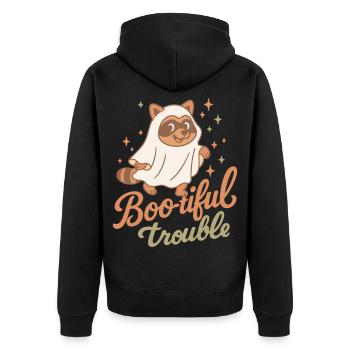 Boo-tiful Trouble Halloween Party Fun raccoon - Unisex Premium Organic Zip Hoodie - black - Back - Nico (187cm)