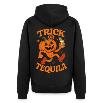 Trick Or Tequila Halloween Kostüm Spaß - Unisex Premium Bio Zip Hoodie - Schwarz - Hinten - Nico (187cm)