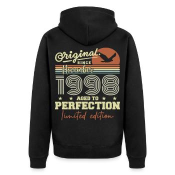 November 1998 Anniversary 1998 November 1998 - Unisex Premium Organic Zip Hoodie - black - Back - Nico (187cm)