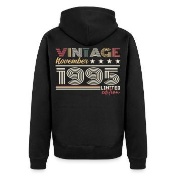 November 1995 - Unisex Premium Organic Zip Hoodie - black - Back - Nico (187cm)