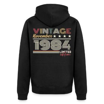 Novembre 1984 - Veste à capuche bio Premium Unisexe - noir - Dos - Nico (187cm)