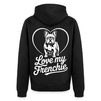 Love My Frenchie Heart Bulldog - Veste à capuche bio Premium Unisexe - noir - Dos - Nico (187cm)